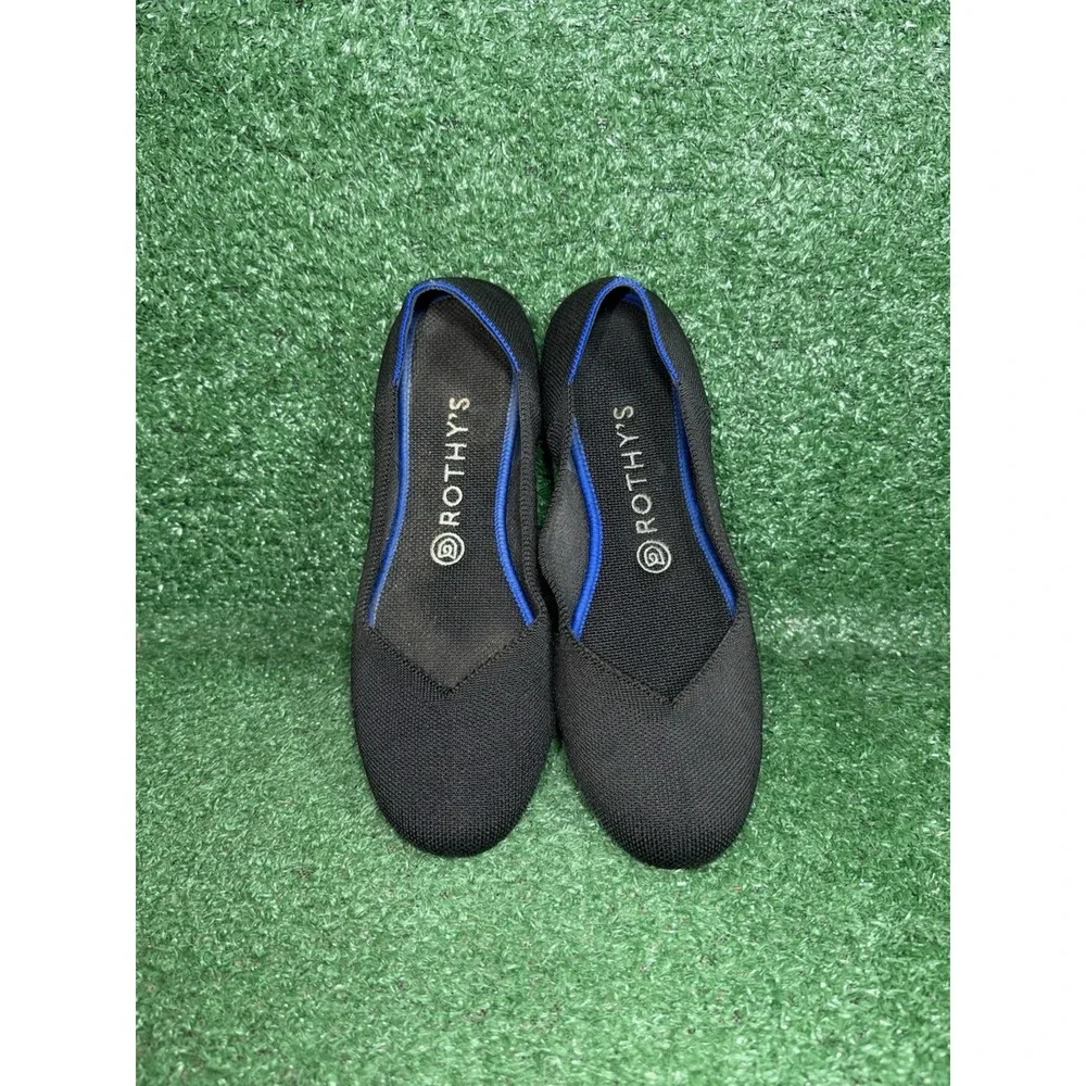 Rothy's Shoes Womens Size 9 Black The Flat Knit Ballet Flats Round Toe Casual‎